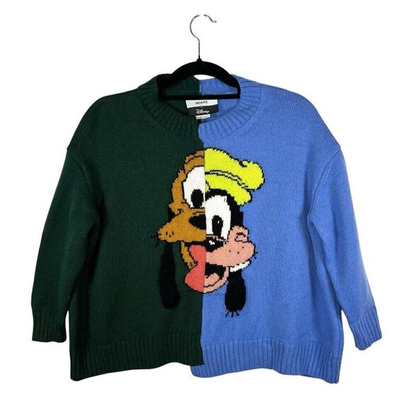 RARE Monse X Disney Pluto & Goofy Asymmetrical Staggered Wool‎ Sweater Women’s M - Picture 2 of 10